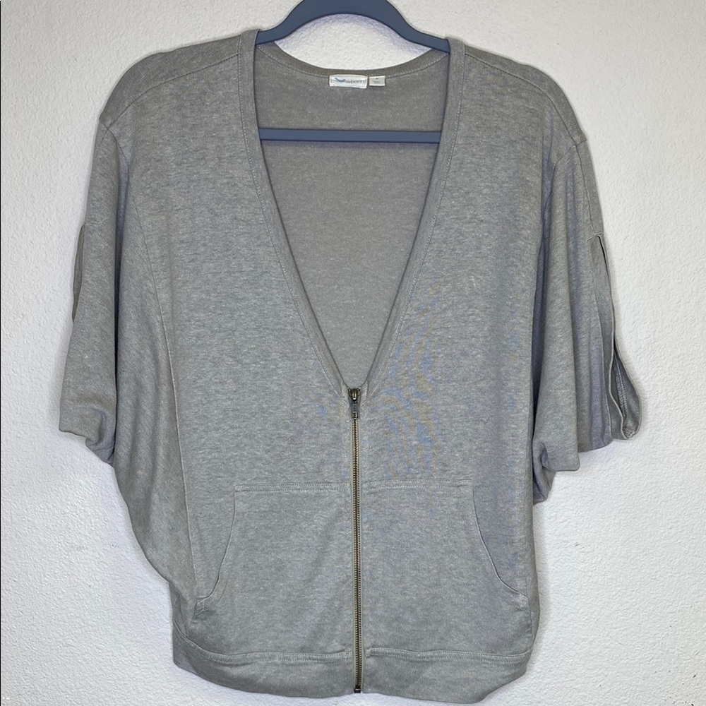 Stem Knit Drop-Sleeve Zip-Front Sweater Size Medium